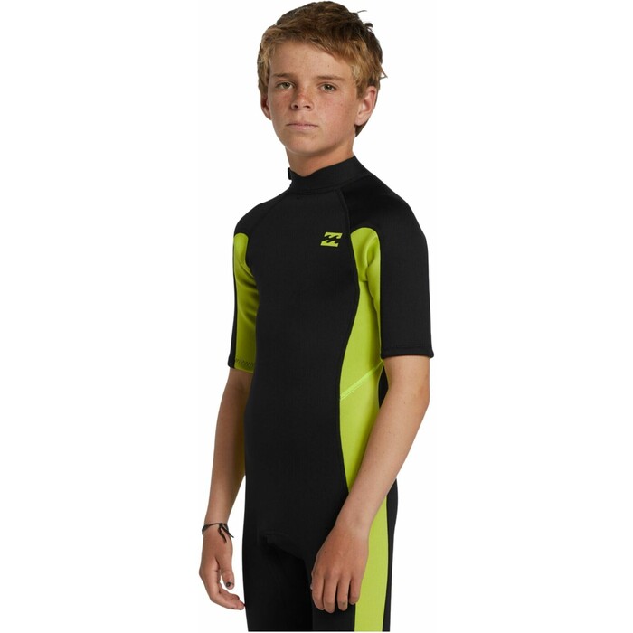 2024 Billabong Boys Foil 2mm Back Zip Shorty Wetsuit ABBW500113 - Fluro Lime